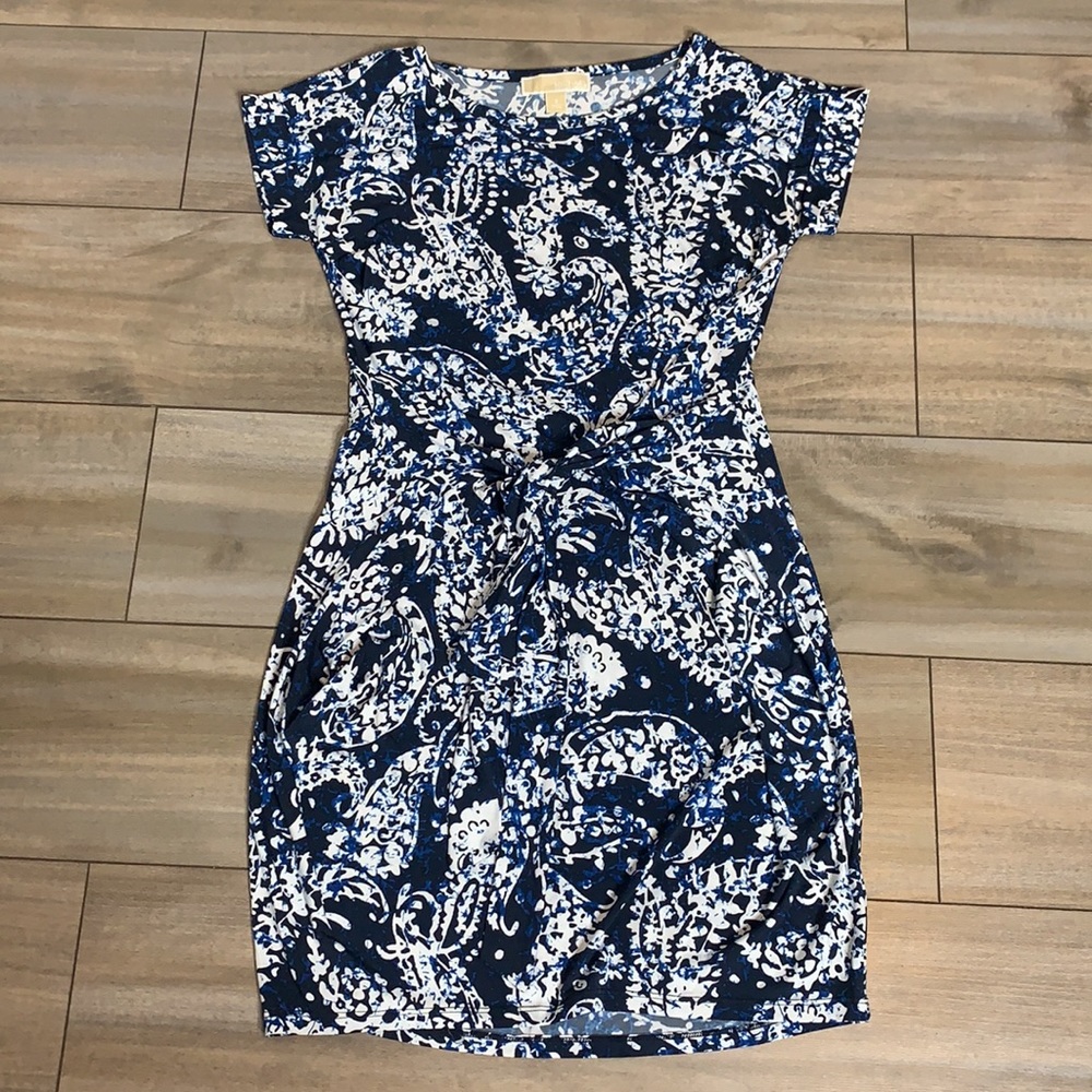 Michael Kors Parsley Print Blue Dress Size Small Excellent Conditions